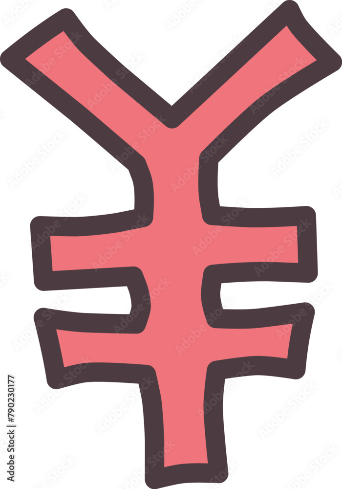 Obraz premium シンプルにデフォルメした手描きの赤い円マーク