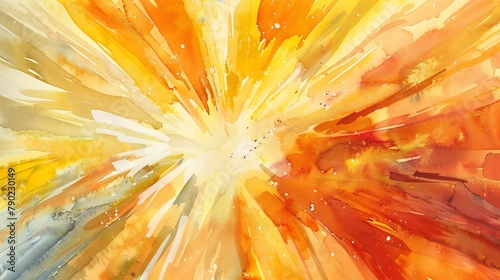 Shooting star, streaking tail, watercolor, vibrant yellows and oranges, diagonal trajectory, dynamic blur