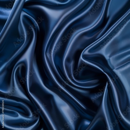 Dramatic folds and creases of lustrous blue silk create a captivating visual texture, with highlights and shadows adding depth and drama.
