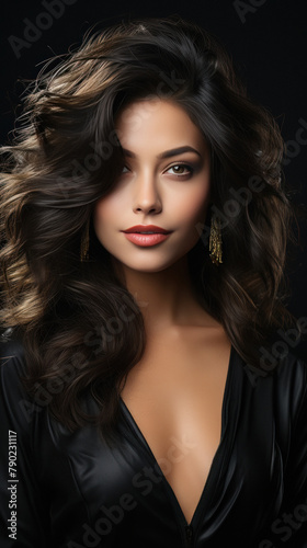 beautiful woman on black background