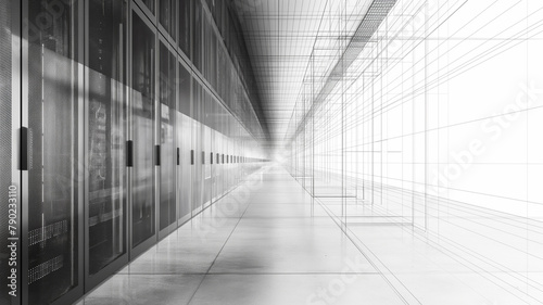 A large, empty room with a lot of windows and a lot of metal