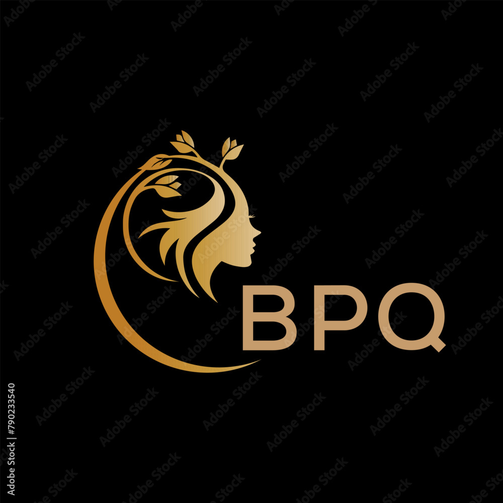BPQ letter logo. best beauty icon for parlor and saloon yellow image on black background. BPQ Monogram logo design for entrepreneur and business.	
