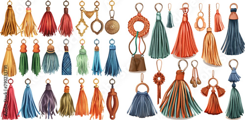  Leather fringe tassel trinket, handbag embelishments and fashion key chain