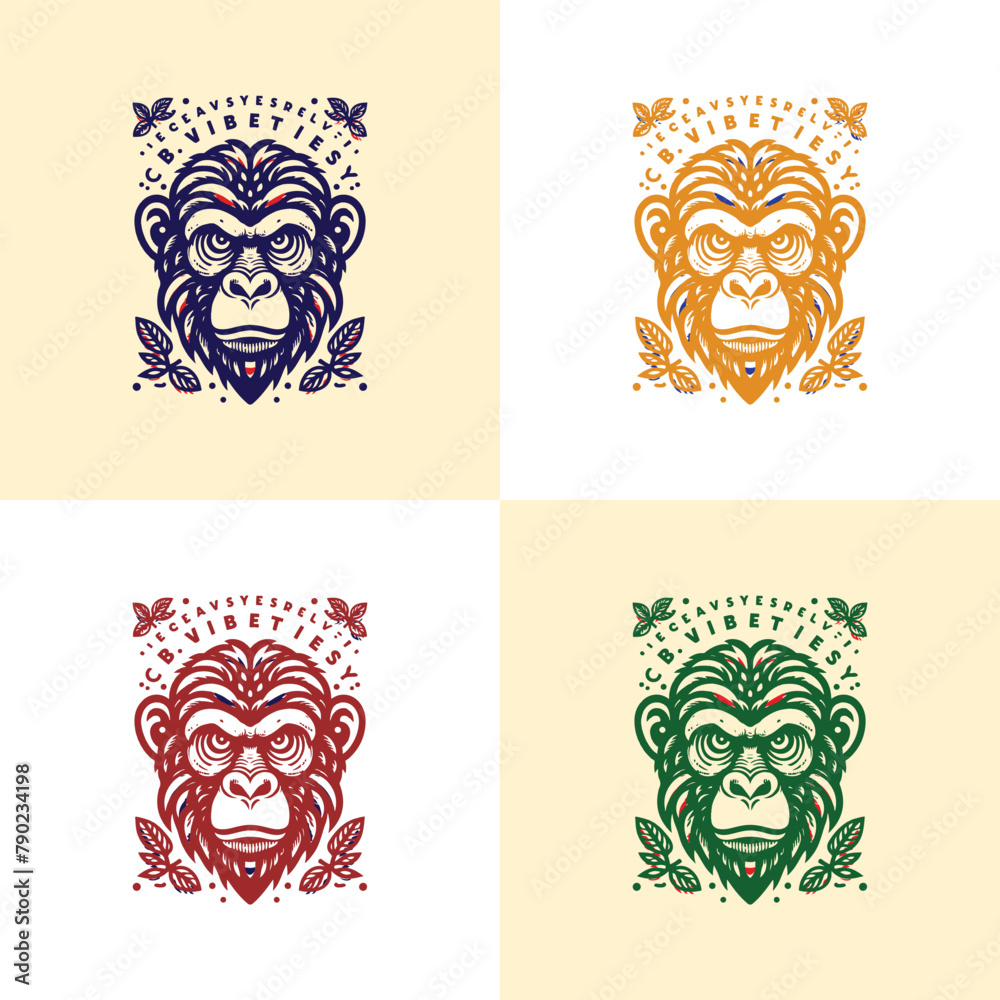 Monkey Icon Logo mascot logo illustration Vector Eps File