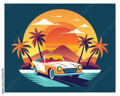 Car driven on the road vector