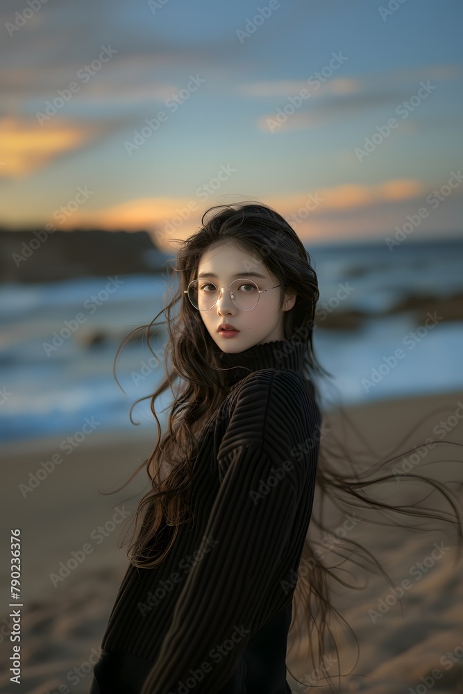 a woman standing on top of a sandy beach a woman standing on top of a sandy beach