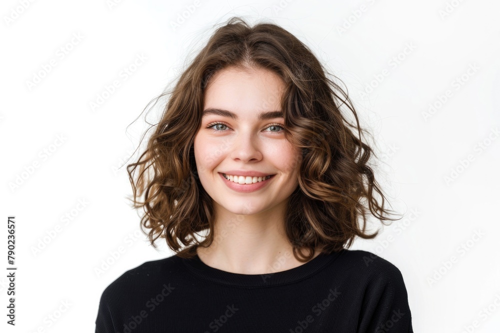 Casual Woman Smiling. Portrait of a Young Beautiful Woman Smiling Happily at Camera Casual Woman Smiling. Portrait of a Young Beautiful Woman Smiling Happily at Camera