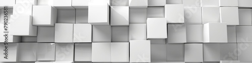 Geometric Background White. Wide Lactic Cube Texture for Tiled White Background