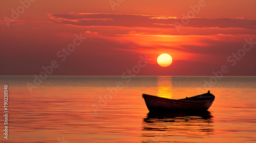 Tranquil Sea at Dusk: A Beautiful Blaze of Warmth and Serenity