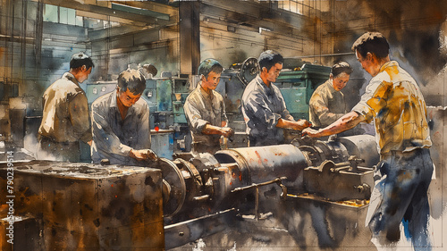 A group of men are working in a factory © CtrlN