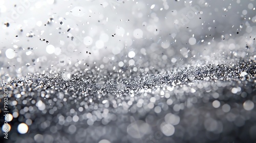 Artistic 3D graphic of a glitter explosion, sparkling particles, seamless white background, diffuse lighting, closeup view