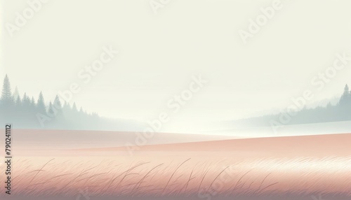 Pastel minimalist autumn landscape background in a Illustration style. photo