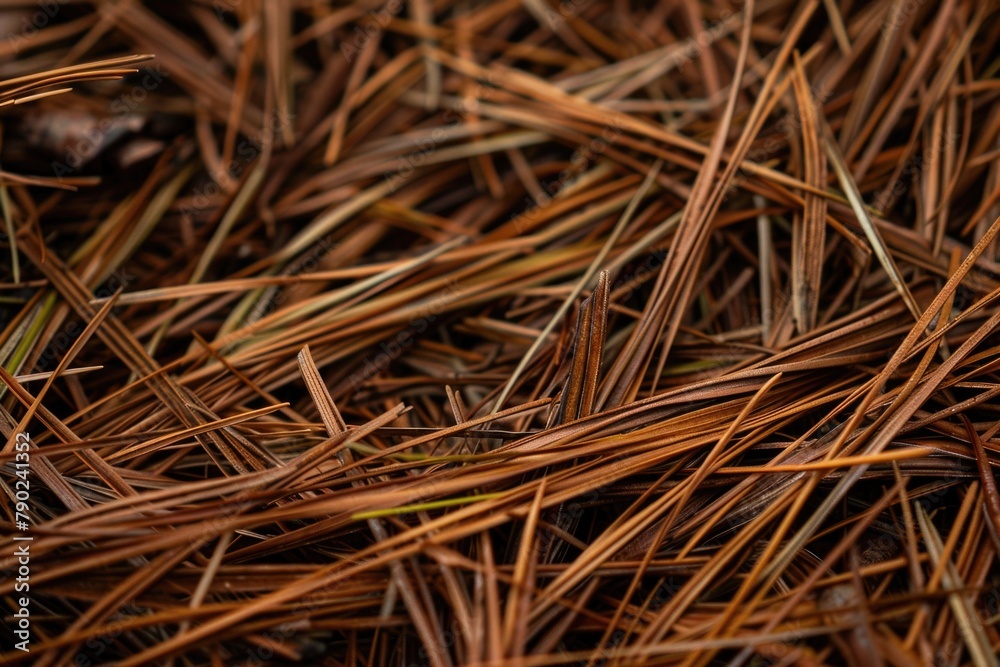 Pine Straw Autumn Background. Closeup Detail of Evergreen Bale for Decorative Botanical Theme Pine Straw Autumn Background. Closeup Detail of Evergreen Bale for Decorative Botanical Theme