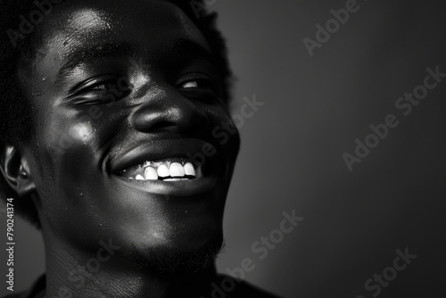 Black Face. Portrait of a Young African Man Isolated, Smiling and Happy
