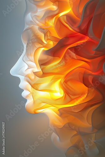 Abstract Fiery Face Profile