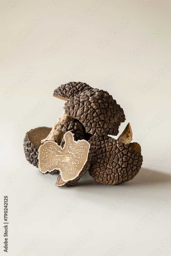 Obraz premium truffles, pure white background, soft light, side view