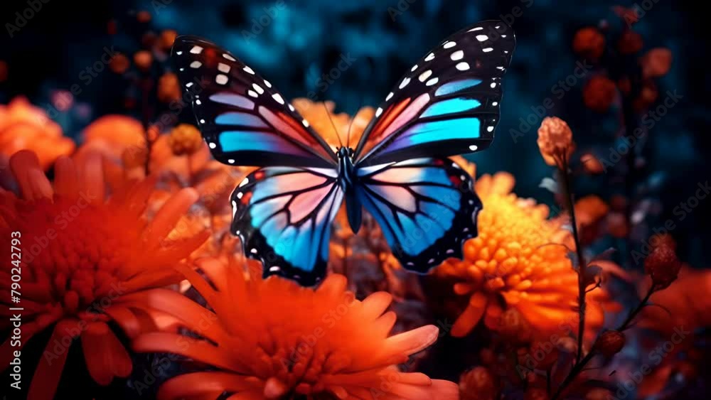 An orange butterfly on a lilac flower in a meadow An orange butterfly on a lilac flower in a meadow