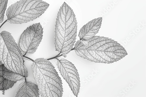 the elegance of mint leaves in line art © Natalia
