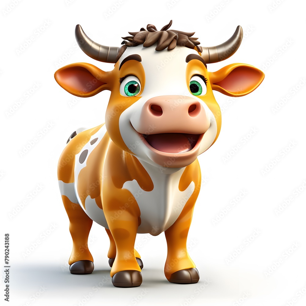 Cute cartoon cow character on a white background Cute cartoon cow character on a white background