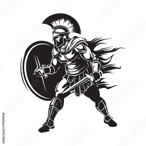 Spartan Warrior, Gladiator or roman soldier. Vector illustration Stock Vector on white Background © Hera