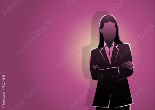 A businesswoman wearing suit with arms crossed