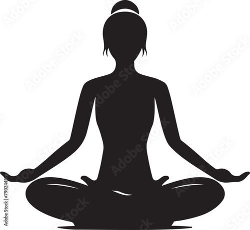  a black silhouette of a woman doing yoga