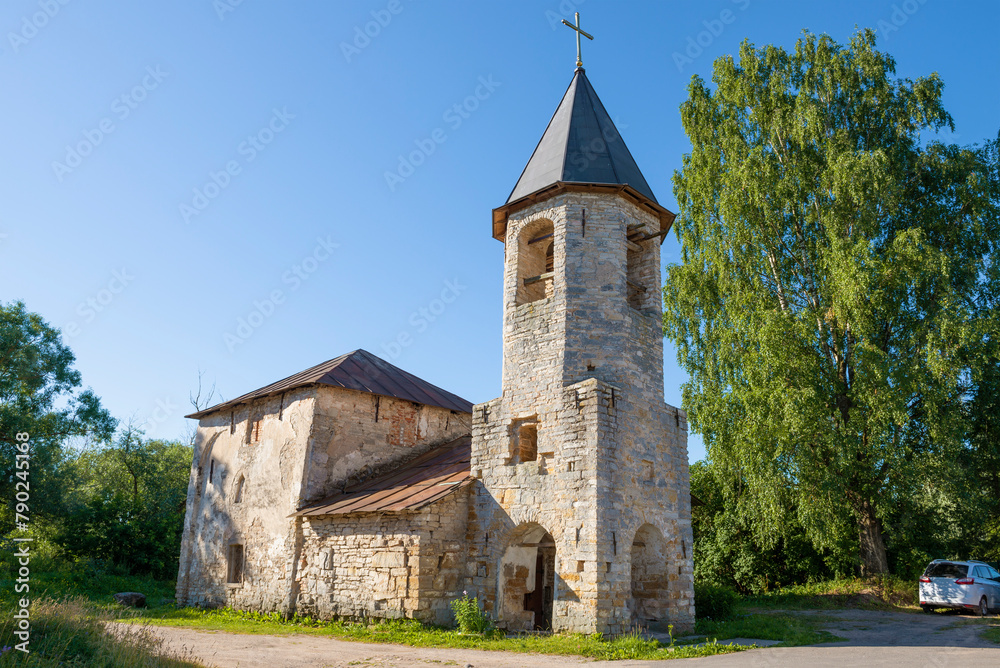 Medieval Church of the Nativity of the Blessed Virgin Mary on a sunny July day. Porkhov. Pskov region, Russia