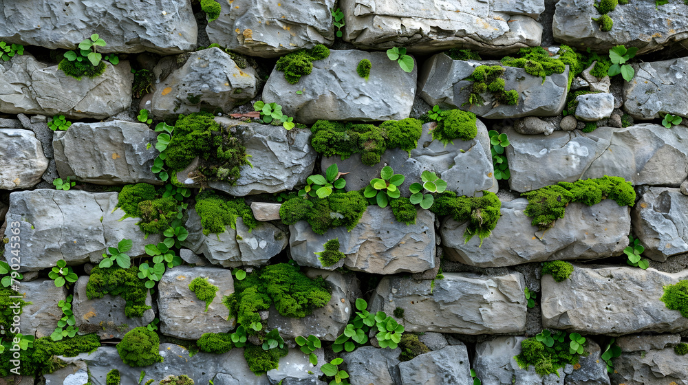 Moss growing on an old stone wall, each strand and spore captured in detail, highlighting the texture and color variations Moss growing on an old stone wall, each strand and spore captured in detail, highlighting the texture and color variations