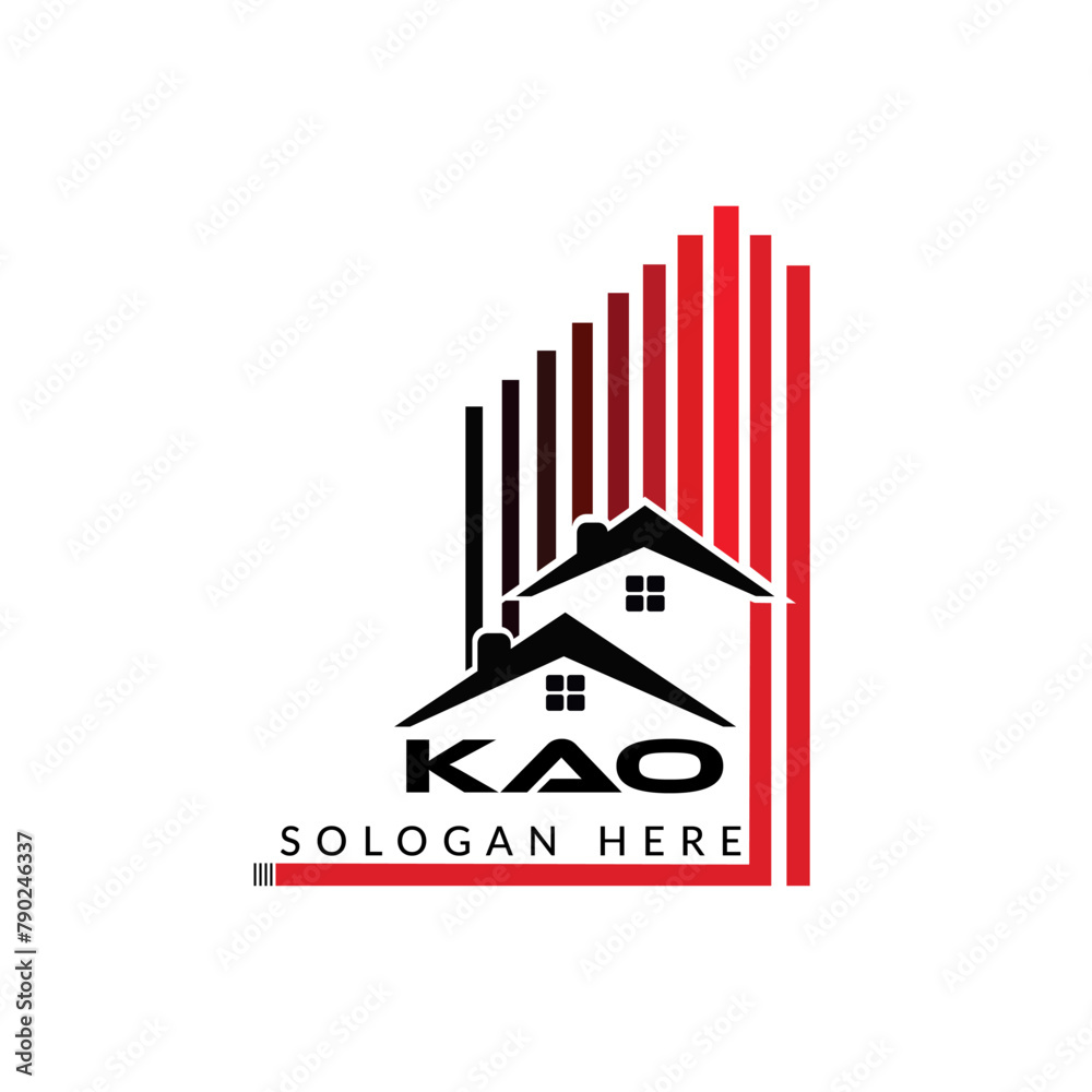 Obraz premium Letter KAO building vector, KAO initial construction. KAO real estate. KAO home letter logo design, KAO real estate Logo ,KAO Style home logo