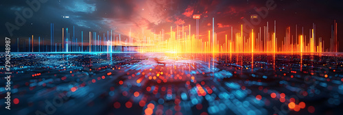 Futuristic Performance Indicator Chart - Digital Business Marketing Metrics for Revenue Analysis