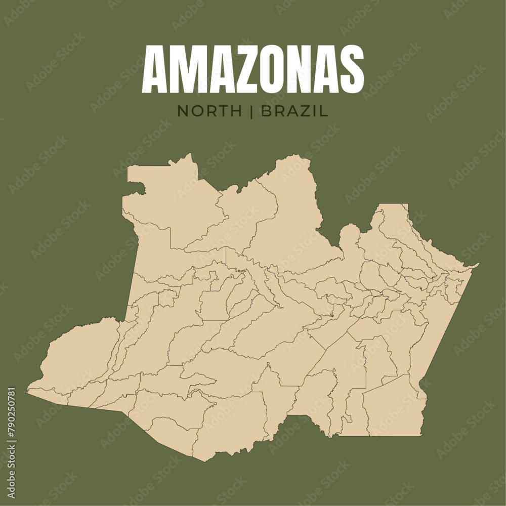 Map of Amazonas, state in North Brazil