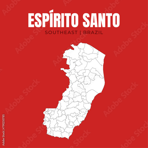 Map of Espírito Santo, state in Southeast Brazil