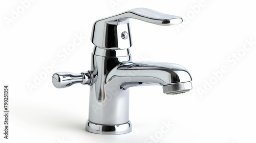 Isolated on white background, close-up of a water supply faucet mixer with a clipping path photo