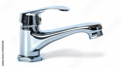 Isolated on white background, close-up of a water supply faucet mixer with a clipping path photo