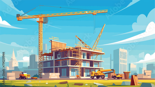 Banner illustration of buildings under construction