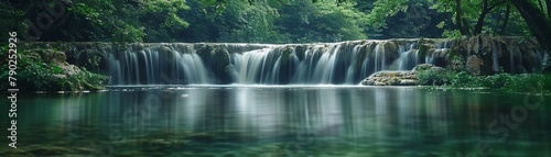 The sound of the waterfall is soothing and relaxing, adding to the sense of peace and tranquility in the scene 8K , high-resolution, ultra HD,up32K HD