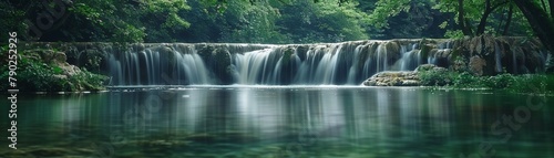 The sound of the waterfall is soothing and relaxing  adding to the sense of peace and tranquility in the scene 8K   high-resolution  ultra HD up32K HD