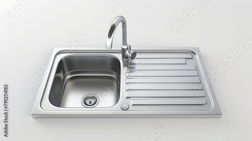 3D rendering of a kitchen sink isolated on a white background