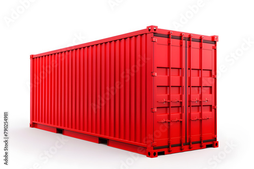 Red cargo container isolated on white background