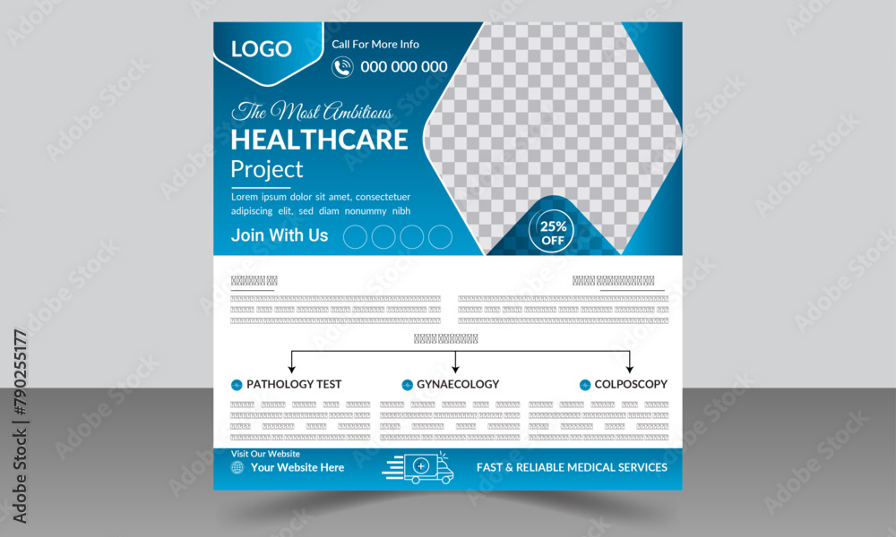 Editable Healthcare Social Media Post Design Square size