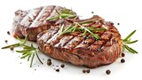 Grilled steak seasoned with spices and fresh rosemary. Delicious barbecue meal for food advertising or recipe blog. High-quality stock food photography. AI
