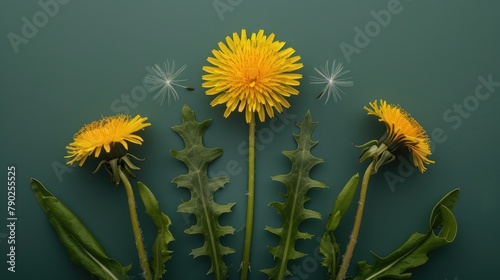 Whole plant of Taraxacum officinale commonly known as dandelion flower