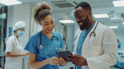 Healthcare Team Sharing Digital Tablet