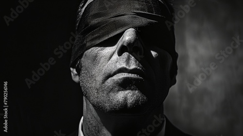 a man with blindfolded face