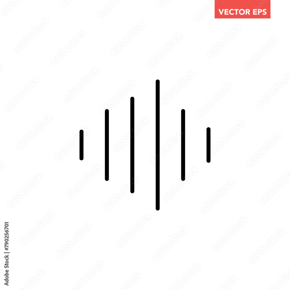 Black sound waves line icon, simple frequency flat design, digital infographic pictogram vector for app ads logotype web website button ui ux interface elements isolated on white background Black sound waves line icon, simple frequency flat design, digital infographic pictogram vector for app ads logotype web website button ui ux interface elements isolated on white background