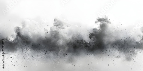 Elegant Black Powder Cloud on White Background - Minimalist Ink Painting Style