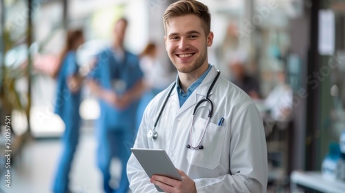 A Confident Doctor with Tablet.