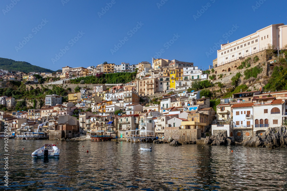 Houses along the coastline of Scilla in the reggio Calabria region of Italy