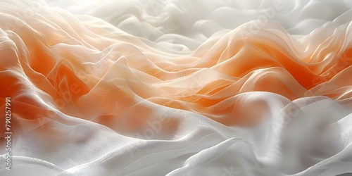 Ethereal Silk Waves in Soft White and Vibrant Orange Hues - Gentle Dance of Natures Beauty photo