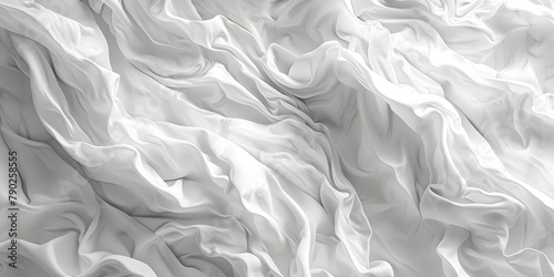 Soft Waves and Folds of White Cloth An Abstract 3D Texture Perspective